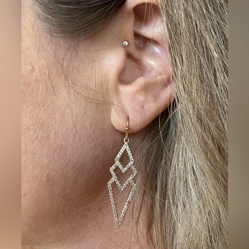 Stella & Dot Rose Gold and Crystal Earrings - Picture 2 of 3